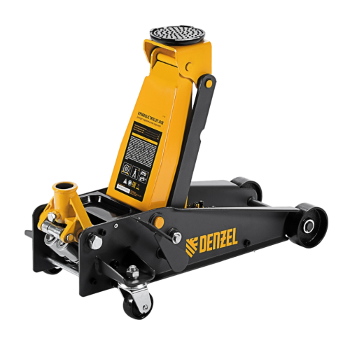 Домкрат гидравлический подкатной с фиксатором 3т, быстрый подъем, 135-480 мм, профессиональный Denzel