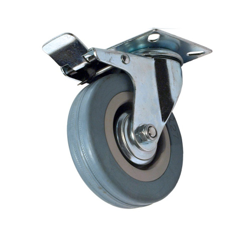 Колесyая опора с тормозом поворотная серая 42 SCgb (С-1702-MTB-100) d-100mm