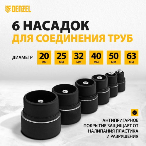 Аппарат для сварки пластиковых труб DENZEL X-PRO DWP-2000, 2000 Вт, 300 град, 20-63 мм