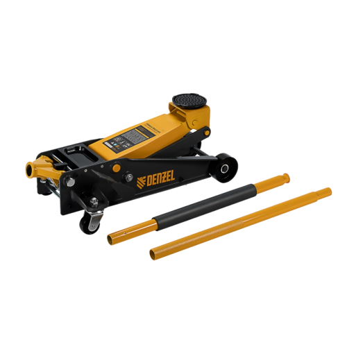 Домкрат гидравлический подкатной с фиксатором 3т, быстрый подъем, 135-480 мм, профессиональный Denzel
