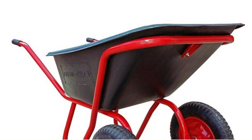 Тачка строительная двухколесная усиленная рама 110л, антиударная, пневмо Премиум 3,25/8