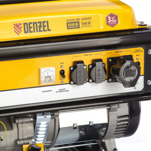 Генератор бензиновый Denzel GE 8900 6.8 кВт, 8500 ВА,  ручной стартер