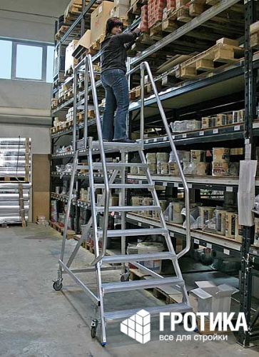 Лестница с платформой Krause Stabilo 6 ступеней, передвижная