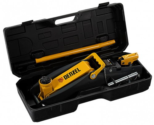 Домкрат гидравлический подкатной с фиксатором, 2,8 т  в кейсе  Denzel арт.51156