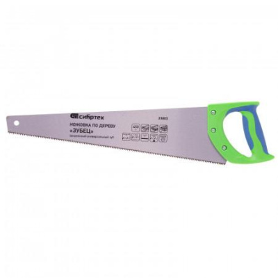 Ножовка по дереву "Зубец" 450 мм 7 TPI, калёный зуб 2D, 2-х компонентная рукоятка 23803 Сибртех