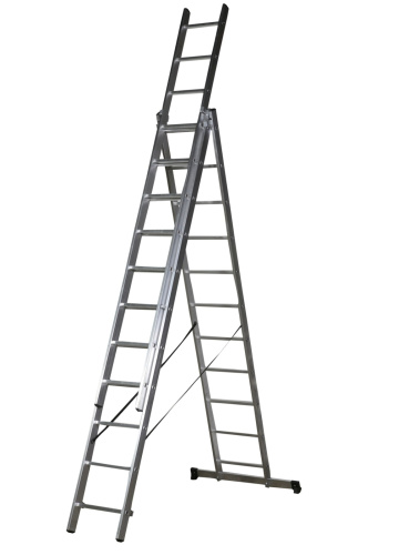 Трехсекционная лестница Alutek3 х 11 ступеней усиленная