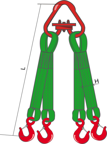 Строп четырехветвевой текстильный 4СТ 10т/6м (5:1) звено ОВс доп зв, крюк 320А 5,0т
