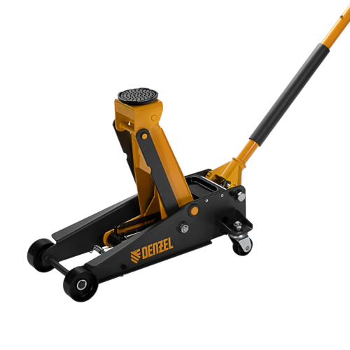 Домкрат гидравлический подкатной с фиксатором 3т, быстрый подъем, 135-480 мм, профессиональный Denzel