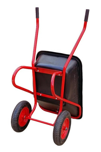 Тачка строительная 2х-колесная усиленная рама с поддержкой  110л, антиударная, пневмо Премиум 3,25/8