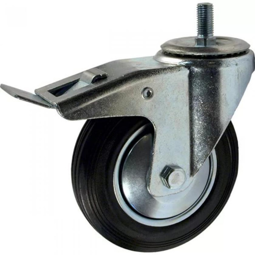 Колесо SCtb поворотные c с тормозом, болтовое крепление, черная резина