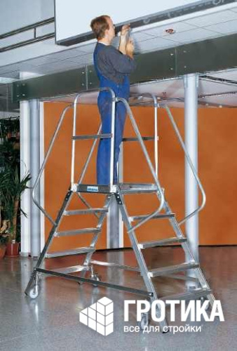 Лестница с платформой двухсторонняя Krause Stabilo 8 ступеней, передвижная