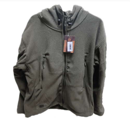 Кофта флисовая олива с капюшоном 3XL