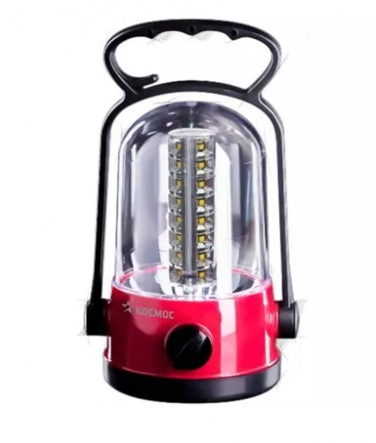 Фонарь кемпинговый Космос 6010 LED (2 акк. 4V 0.9Ah) 32св/д (350lm), красн./пластик, влагозащитный
