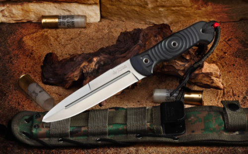 Нож турист. ЛЕГИОН AUS-8 SW G10-BH КАМО (G10 черная ручка, КАМО молле ножны)Кизляр Экстр