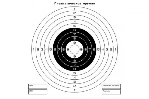 Мишень для пневматики 25 м черно-белая  (140х140)
