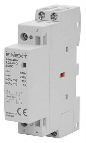 Модульный контактор 25А 2р 2NO, катушка 24В DC, e.mc.pro.2.25.2NO.24DC - фото 161888