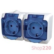 Розетка двойная накладная, белый/черная крышка, IP 44 Cedar WDE000525 Schneider Electric Розетка двойная накладная, белый/черная крышка, IP 44 Cedar WDE000525 Schneider Electric