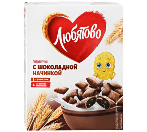 Готовый завтрак подушечки шоколадные Любятово 250 гр Готовый завтрак подушечки шоколадные Любятово 250 гр
