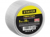 STAYER FIBER-Tape, 5 см х 20 м, 3 х 3 мм, самоклеящаяся серпянка, Professional (1246-05-20)