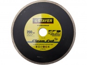 Clean Cut 200 мм, диск алмазный отрезной сплошной по керамограниту, мрамору, плитке, STAYER Professional