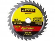 STAYER Opti Line 165 x 20мм 30T, диск пильный по дереву, оптимальный рез