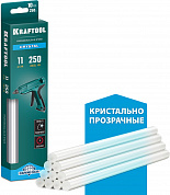 KRAFTOOL Cristal, 11 х 250 мм, 10 шт, кристально прозрачные, клеевые стержни (06846-10)