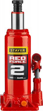 Купить STAYER RED FORCE, в кейсе, 2 т, 181 - 345 мм, бутылочный гидравлический домкрат, Professional (43160-2-K) в интернет-магазине zubr-vrn в Воронеже