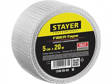 Купить STAYER FIBER-Tape, 5 см х 20 м, 3 х 3 мм, самоклеящаяся серпянка, Professional (1246-05-20) в интернет-магазине zubr-vrn в Воронеже