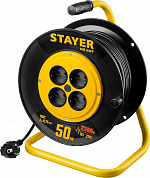 STAYER MS-207 ПВС 2х0.75 50м 2200Вт, Удлинитель на катушке (55073-50)