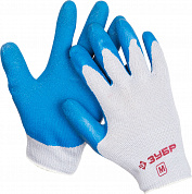 Особопрочные перчатки ЗУБР СУПЕРПРОЧНЫЕ латексные рельефное покрытие, размер M