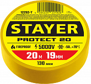 STAYER PROTECT-20, 19 мм х 20 м, 5 000 В, желтая, изолента ПВХ, Professional (12292-Y)