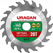 URAGAN Optima, 140 х 20/16 мм, 20Т, пильный диск по дереву (36801-140-20-20)