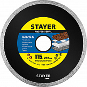 STAYER Ceramo-22, d 115 мм, (22.2 мм, 5 х 1.9 мм), сплошной сплошной алмазный диск, Professional (3664-115)