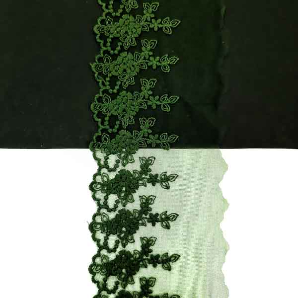 кружево Zira на сетке одност., темно-зеленое, 8 см