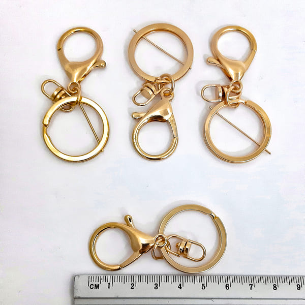 Карабин+кольцо золото, 6 см