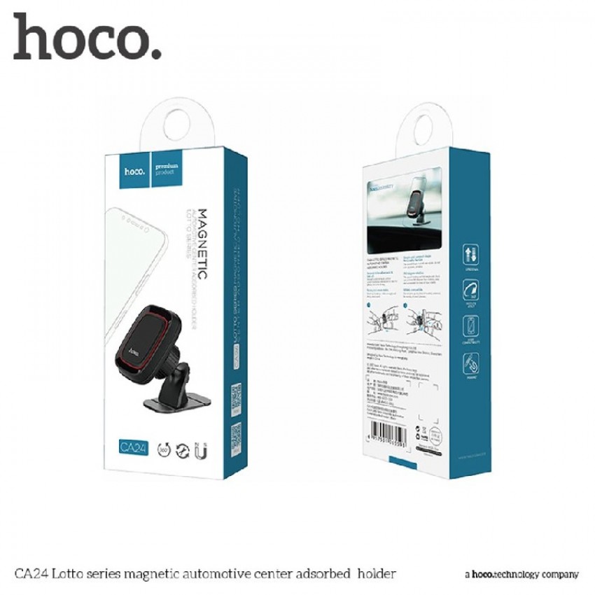 Universal car phone holder HOCO CA24 magnetic fixing, black Universal car phone holder HOCO CA24 magnetic fixing, black
