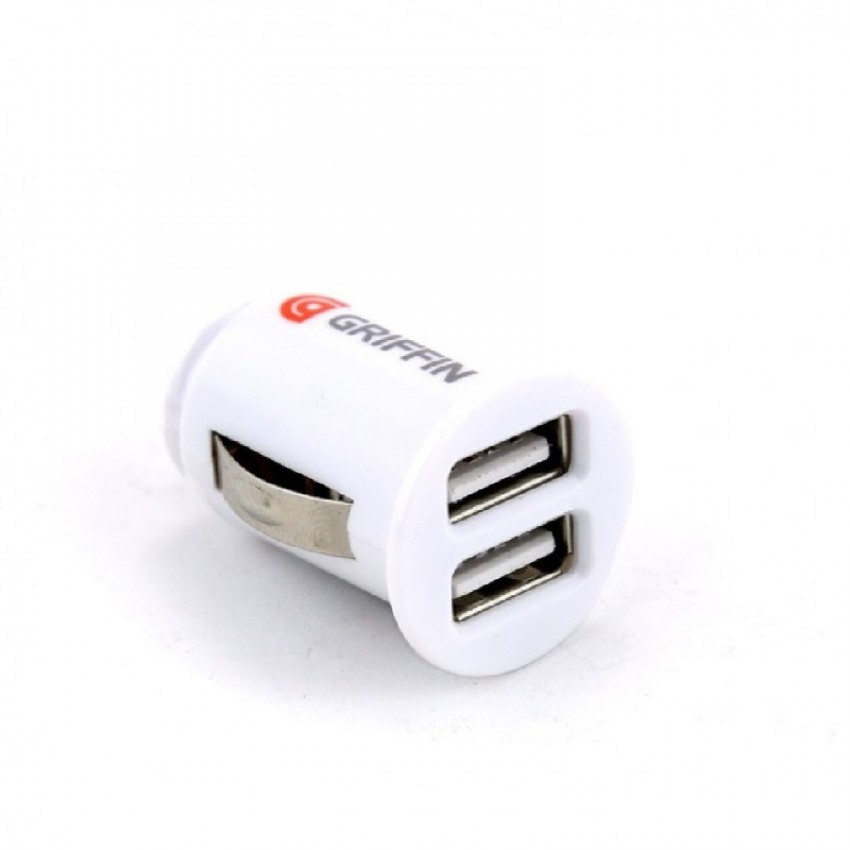 Car charger GRIFFIN with USB connector (2xUSB 1A) white Auto lādētājs GRIFFIN ar USB savienotāju (2xUSB 1A) balts