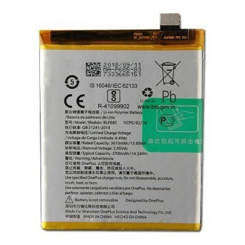 Battery ORG OnePlus 6T BLP685 3700mAh Battery ORG OnePlus 6T BLP685 3700mAh