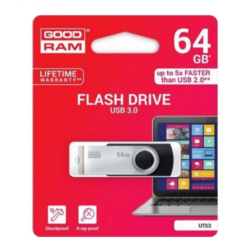 USB memory drive GOODRAM UTS3 64GB USB 3.0 USB memory drive GOODRAM UTS3 64GB USB 3.0