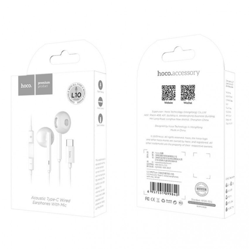 Handsfree HOCO L10 Type-C white Handsfree HOCO L10 Type-C white