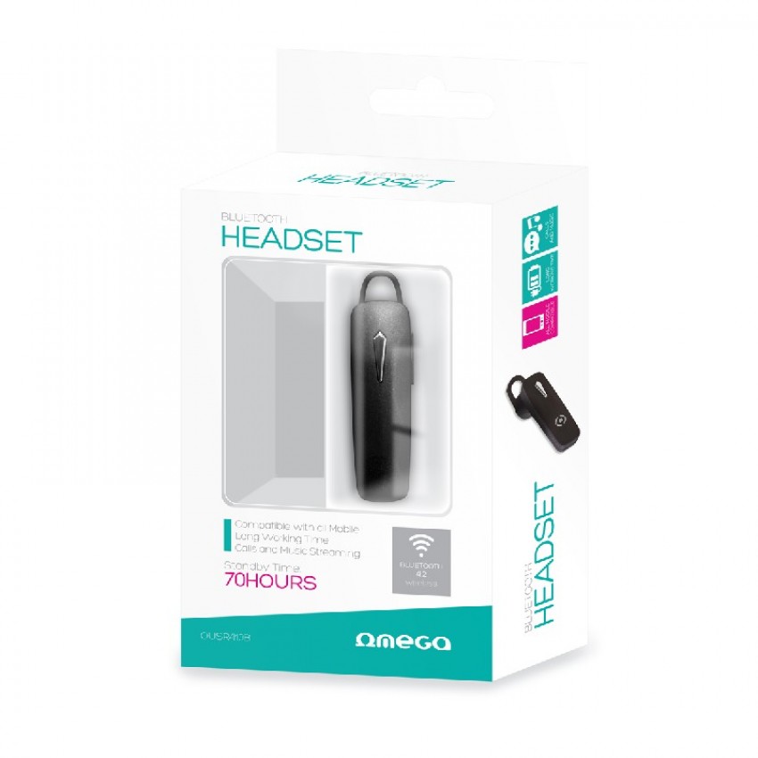 Bluetooth handsfree OMEGA R410 Bluetooth 4.2 black Bluetooth handsfree ierīce OMEGA R410 Bluetooth 4.2 melna
