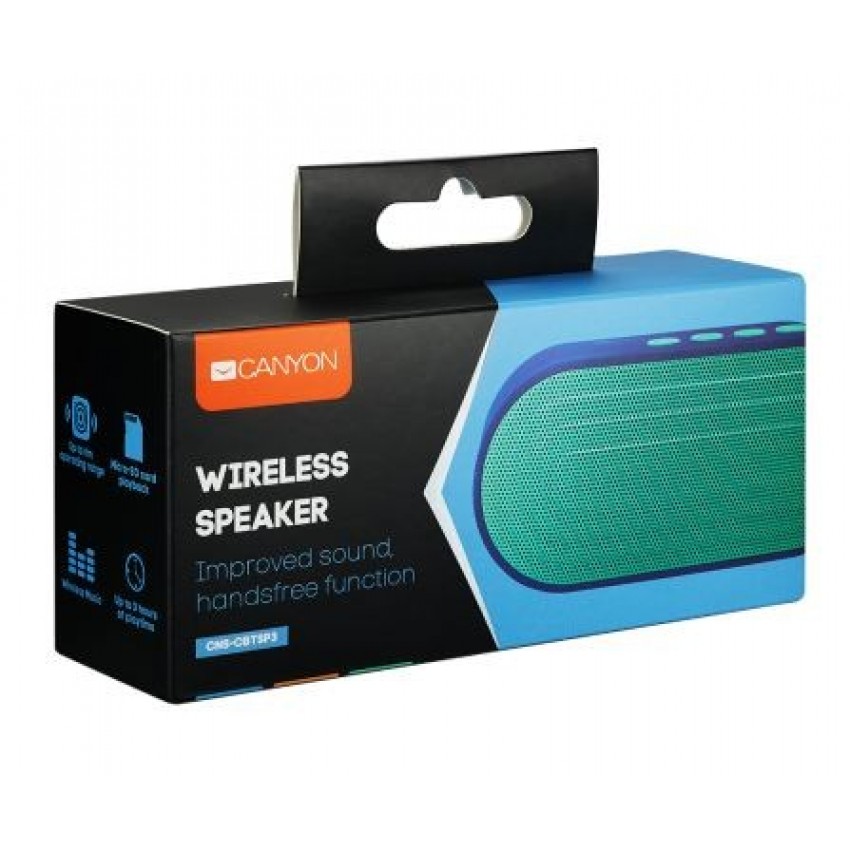 Bluetooth portable speaker CANYON CNS-CBTSP3 (MicroSD,AUX,BT V4.2,300mAh) blue Bluetooth portatīvs skaļrunis CANYON CNS-CBTSP3 (MicroSD, AUX, BT V4.2,300mAh) zils