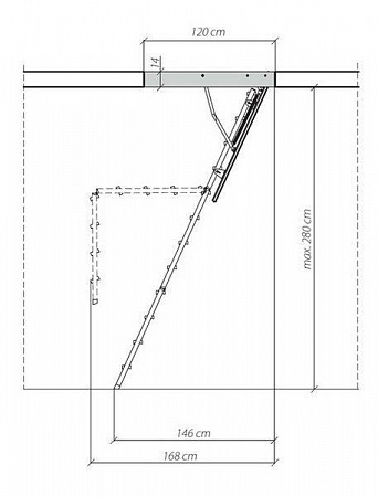 Чердачная лестница Fakro металлическая складная LMS 70*120*280 см