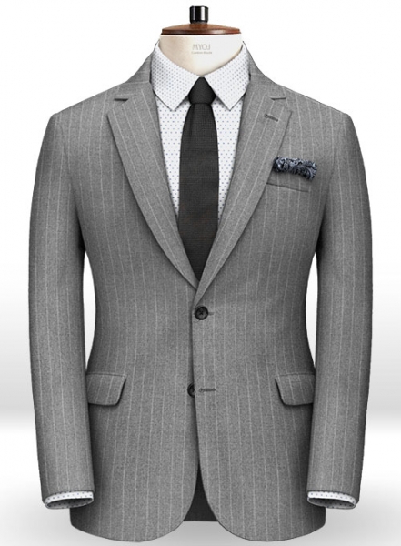 Gray Stripe Flannel Wool Suit