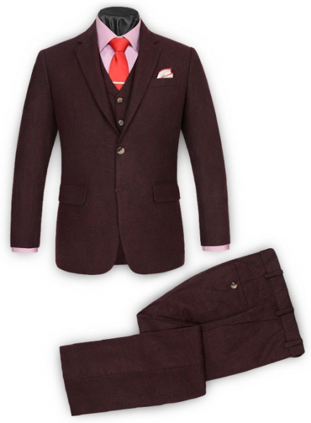 Light Weight Dark Maroon Tweed Suit