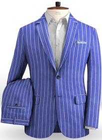 Italian Blue Stripe Linen Suit