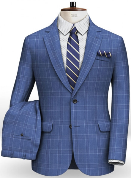 Napolean Azure Checks Wool Suit