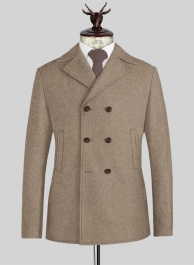 Light Weight Light Brown Tweed Pea Coat