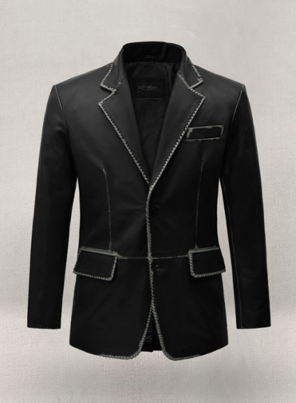 Rubbed Black Medieval Leather Blazer