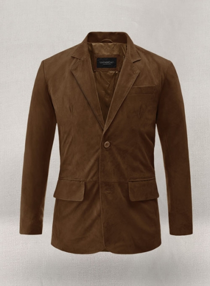 Soft Mid Brown Suede Leather Blazer